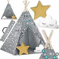 Nukido apgaismota Tipi telts bērniem - pelēka ar zvaigznēm 481418