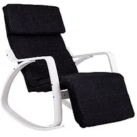 Šūpuļkrēsls ar regulējamu kāju balstu baltā un melnā krāsā 497291
