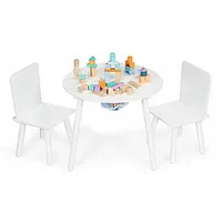 Balts bērnu galds ar diviem krēsliem mēbeļu komplekts Ecotoys 497662