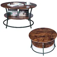 Galds, apaļš kafijas galdiņš, sols, divi industriālie galda virsmas Modernhome 660241