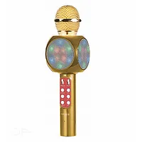 Goodbuy Led 360 karaoke mikrofons ar Bluetooth skaļruni  5W aux balss modulators Usb Micro Sd zelta krāsā 608525