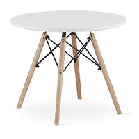 Mūsdienīgs skandināvu stila kafijas galdiņš, balts apaļš virsma, 60 cm. 702868