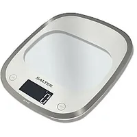 Salter 1050 Whdr White Curve Glass Electronic Digital Kitchen Scales 564034