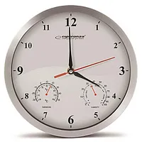 Ehc008W Sienas pulkstenis ar termometru un gaisa mitruma mērītāju. 30Cm alumīnija korpuss 1307