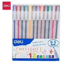 Gēla pildspalvu komplekts Deli Delight, 0.5Mm, 12 krāsas 557108