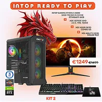 Intop Ready To Play Kit 2 Ryzen 5 5500 32Gb 1Tb Ssd M.2 Nvme Rtx4060Ti 8Gb no-OS  Monitors Aoc Q27G2E/Bk 27 Gift Bundle 569871
