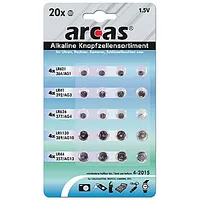 Arcas Ag Set 4Xag1, 4Xag3, 4Xag4, 4Xag10, 4Xag13, Alkaline Buttoncell, 20 pcs 159798