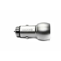 Evelatus Universal Car Charger Ecc01 2Usb port 3.1A with stainless steel escape tool Silver 459547