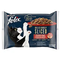 Felix Deliciously Sliced - mitrā kaķu barība 4X 80G 625176