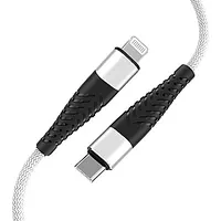 Fusion Fishbone Usb-C savienojuma ar zibspuldzi kabelis 30W  3A 1,5 m, balts 537575