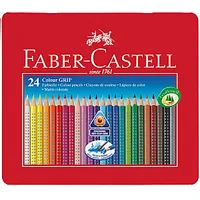 Krāsainie zīmuļi Faber-Castell Grip 2001 24 krāsas, metāla kastē 542093