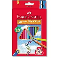 Krāsainie zīmuļi Faber-Castell Jumbo, 30 krāsas, ar asināmo 540988