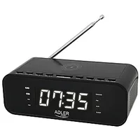 Adler Alarm Clock with Wireless Charger Ad 1192B Aux in, Black, function 444553