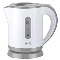 Adler Kettle Ad 1371G Electric, 850 W, 0.8 L, Stainless steel/Polypropylene, 360 rotational base, White/Grey 452983