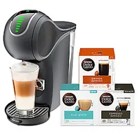 Delonghi Dolce Gusto Edg426.Gy Genio S Touch black capsule coffee machine  gifts 1X Nescafe Flat White, Espresso Intenso, Buongiorno Grande Intenso 597771