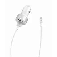 Devia Smart Series Dual Usb Car Charger Suit with Lightning Cable Mfi2.4A,2Usb white 701046