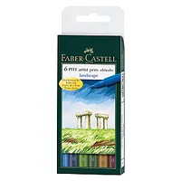 Flomasteri ar otas uzgali Faber-Castell Pitt Artist Pen, 6Gab/Iep, ainavas krāsu asorti 541027