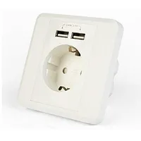 Gembird Ac Wall Socket with 2 port Usb Charger 522118