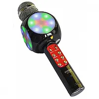 Goodbuy Led 360 karaoke mikrofons ar Bluetooth skaļruni  5W aux balss modulators Usb Micro Sd melns 608519