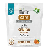 Sausā barība visu šķirņu vecajiem suņiem Vecākiem par 7 gadiem Brit Care Dog Grain-Free SeniorLight Salmon 1Kg 473137