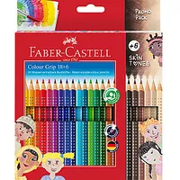Trīsstūrveida akvareļu zīmuļi Faber-Castell Colour Grip 186 krāsas 679066