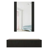 Tualetes galdiņš ar spoguli Pafos 80X41,6X100 matēts melns 476557