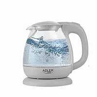 Adler Kettle Ad 1283G Standard 1100 W 1 L Plastic/Glass 360 rotational base Grey 587859