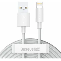 Baseus Usb-A Usb kabelis, taisns spraudnis - 1,5 m, balts 6953156230316 309001
