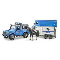 Bruder auto Land Rover Defender Policijas transportlīdzeklis ar zirga piekabi, zirgs policistu, 02588 428859