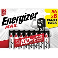 Energizer Max Aa Lr6 Sārma Baterijas, 8 Gab, Eko Paka 446585