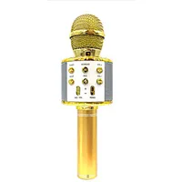 Goodbuy karaoke mikrofons ar iebūvētu Bluetooth skaļruni / 3W aux balss modulators Usb Micro Sd zeltains 332055