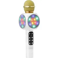 Goodbuy Led 360 karaoke mikrofons ar Bluetooth skaļruni  5W aux balss modulators Usb Micro Sd balts 608517