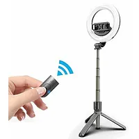 Mocco 4In1 Universāls Selfie Stick ar 3 toņu Led lampu / Tripod Statnis Bluetooth Tālvadības pults 358069