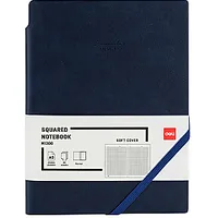 Rūtiņu piezīmju grāmata Deli En130G A5, 96Lapas, ar gumiju un kabatu, mīkstos vākos, zila 557352