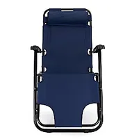 Sauļošanās krēsls ar galvas balstu zilā krāsā 497692