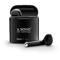 Savio Tws-02 bezvadu Bluetooth austiņas, melnas 378356