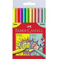 Trīsstūrveida flomasteri Faber Castel, 5 pasteļu un neona krāsas 547201