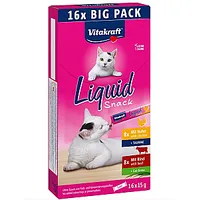 Vitakraft Cat Liquid-Snack ar liellopa gaļu un vistu - gardumi kaķiem 16 x 15 g 704983