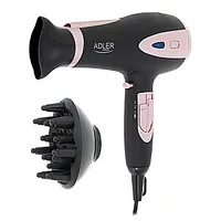 Adler Hair Dryer Ad 2248B Ion 2200 W, Number of temperature settings 3, Ionic function, Diffuser nozzle, Black/Pink 302714