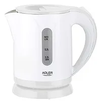 Adler Kettle Ad 1371W Electric, 850 W, 0.8 L, Stainless steel/Polypropylene, 360 rotational base, White 452981