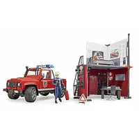 Bruder ugunsdzēsēju depo ar Land Rover Defender un ugunsdzēsēju, 62701 428858