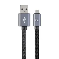 Cablexpert Cotton Braided Micro-Usb Cable with Metal Connectors, 1.8 m, Black, Blister 377246