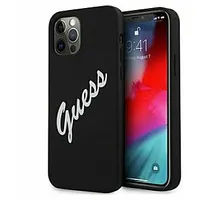 Guess Apple iPhone 12 Pro Max 6.7 Vintage White Script Silicone Cover Black 695576