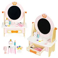 Koka tualetes galdiņš ar rozā bērnu aksesuāriem 577023