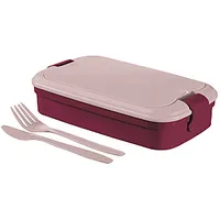 Pārtikas trauks taisnstūris ar galda piederumiem 1,4L LunchGo violets 431658