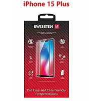 Swissten Full Face Tempered Glass Aizsargstikls Pilnam Ekrānam Apple iPhone 15 Plus 570868