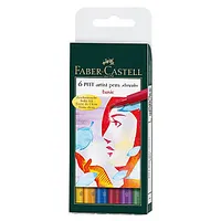Flomasteri ar otas uzgali Faber-Castell Pitt Artist Pen, 6 gab. pamata krāsu asorti 541021