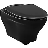 Sienas tualete Estetic, Hygienic Flush mala, vāks ar Soft Close/Quick Release sistēmu, Ceramicplus melns 675482