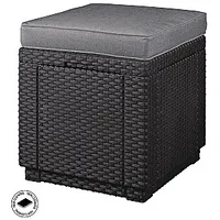 Dārza krēsls/uzglabāšanas kaste Cube ar spilvenu pelēks 321031