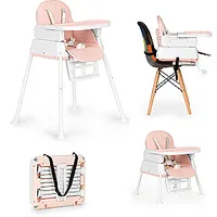 Ecotoys Salokāms bērnu augstais krēsls 3-In-1 rozā 579715